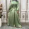 エスニック服ラマダンアバヤドバイトルコイスラム教徒サテンヒジャーブドレスプレーンイスラムイードムバラクアバヤ女性カフタンアフリカドレス