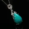 Pendant Necklaces Genuine Madagascar Amazonite Bead Women Necklace Charms Waterdrop Natural Stone 29 13 9mm