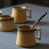 Mugs Handmade Modern Simple Yellow Gradient Color Ceramic Coffee Cup Porcelain Tea Milk Mug Decoration Kitchen Accessories 2023