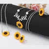 Halskette Ohrringe Set 5 Teile/satz Sonnenblumen Schmuck Für Frauen Mädchen Ring Armbänder Ringe Mode