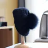 Berets 2023 Angora Knit Real Fur Pompom Fluffy Bert Women Luxury Natural Mink Winter Hat التزلج الدافئ للهواء الطلق