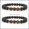 Bedelarmbanden natuurlijke vulkanische lava stenen tijger eye bangle etherische oliediffuser armband voor vrouwen mannen mode sieraden h539f dro dhof7