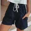 Kvinnors shorts enkla trendiga fickor Deep Crotch Summer Pants Sport Lady Kort snyggt för arbete