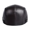 Berets 2023 Hats Men Street Bonnet Leature Leather Beret Male Thin 55-61 cm قابل للتعديل إلى الأمام Cap Leisure Duckbill Casquett