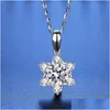 Yove Pendant Necklaces Trendy 1ct d Color Vvs1 Moissanite Snowflake for Women 925 Sterling Sier Gra Diamond Necklace Pass Test Drop Deliv Dhw