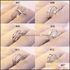 Bröllopsringar 12 Styles Luxury Sterling Sier Women and Men's Engagement CZ Gemstone Open For Par Lober Fashion Jewelry Drop Deli Otuni