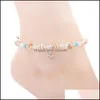 Link Chain Handmade Shell Pendant Anklet Beads Starfish For Women Antique Sier Color Vintage Sandal Statement Bracelet Foot Boho Dr Otebu