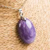Collane con ciondolo Genuine Natural Purple Charoite Women Lady Collana Charms Crystal Round Jewelry Bead 26 17 9.5mm