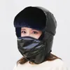 Berets Women Winter Hat Waterproof Trapper Earflap Cap Ladies Black Fur Russian Female Solid Ski Mask Bomber