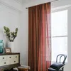 Curtain Linen Thermal Insulated Curtains Bohemian Stripe Print Orange Cotton Fabric Kitchen Bedroom