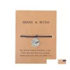 Charm Bracelets Adjustable Rope Bracelet Lucky Black String Make A Wish Paper Card Love Tree Elephant Jewelry Gift For Women Men Dro Otstg