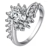 Обручальные кольца Красивый кубический цирконий цветок для женщин серебряный цвет уникальные женщины и обручальное кольцо биджо -свадеб