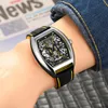 Relógios de punho Moda Men Mechanical Watch Skeleton Self Winding Silver Amarelo relógio Retângulo Relógio automático Relloj Hombrewristwatc