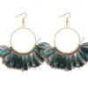 Dangle Chandelier Fashion Jewelry Womens Vintage Exaggerated Circle Peacock Feather Tassels Earrings Drop Delivery Dh1Mp