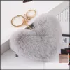 Porte-clés Pompon coeur moelleux pour les femmes Saint Valentin Faux Fourrure de lapin Porte-clés en peluche Porte-clés Pompons Léopard Porte-clés P155Fa Drop de Dhbok