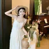 Casual Dresses Fairy White Chiffon Dress Sleeveless Pleated Loose Fashion Lady