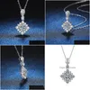 Pendant Necklaces Trendy S925 Sier 1Ct D Color Moissanite Geometric Square Necklace For Women Plated Platinum Charm Pass Drop Delive Dhhfv