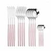 Dinnerware Sets Home Tableware Dinner Stainless Steel Cutlery Fork Spoon Knife 16 Piece Set Black Silver European