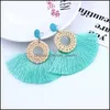 Dangle Chandelier Circle Fan Shaped St Tassel Earrings For Women Weave Rattan Braid Earings Bohemian Jewelry Drop Delivery Otwv1