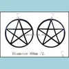 Dangle Avize Büyük Siyah Pentagram Asma Küpe Kadınlar Aros Colgantes Bijoux Klasik Büyük Mücevher Tasarımı Toptan Damla Deli Othary