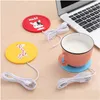 Mats Pads Usb Cartoon Sile Cup Warmer Heat Beverage Mug Mat Keep Drink Warm Heater Mugs Coaster Drop Delivery Home Garden Kitchen Dhc3K