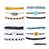 Bedelarmbanden boho touw vrouwen verstelbare gevlochten waterdichte strand enkelbanden voor tienermeisjes zonnebloem bangle set q543fz drop dhbvn