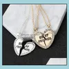 Pendant Necklaces Trendy Friends Necklace For Mens Women Friend Broken Crystal Heart Chains Fashion Bff Friendship Jewelry Drop Deli Otxza