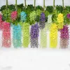 Dekorativa blommor 12st Simulering Wisteria Flower Silk Artificial Vine Hydrangea Rattan Diy Wedding Decoration for Wall Hanging El