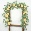 Decorative Flowers 1.85m Flower Garland Artificial Rose Vine Fake Hanging Eucalyptus For Wedding Arrangement Room Party Farmhouse Decor