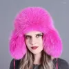 Berets Russian Winter Fur Hat Warm Soft Fluffy Real Bomber Hats Women Men Raccoon Cap Unisex Outdoor Windproof