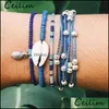 링크 체인 5pcs/set bohemia braided shell beads bracelet set women mtilayer 왁스 로프 비드 파인애플 매력 드롭 배달 je otzye