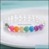 Perlenstränge Männer Frauen Elefant Charms 7 Chakra Armband Klarer weißer Achat Colorf Wind Fossilien Perlenschmuck Drop Lieferung Armband Otvbu