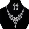 Collier boucles d'oreilles ensemble de luxe longs glands bijoux perle boucle d'oreille cristal Zircon mariage mariée pour les femmes