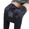 Pillow Women Winter Leggings Warm Leggins High Waist Solid Color Velvet Stretchy Black