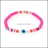 Charm Bracelets Polymer Clay Bead For Women Evil Blue Eye Friendship Handmade Jewelry Gifts 4Mm Beads Drop Delivery Otlcw