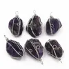 Pendant Necklaces Natural Stone Winding Amethyst Pendants Irregular Shape Crystal DIY Jewerly Necklace Sweater Chain Accessories Making