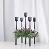 Świecane uchwyty 1 Lot Christmas Iron Candlestick Święty płaszcz Śnieżu Snowflake Elk Star Tree Holder Home Xmas Rok Table Ornament