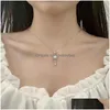 Andra trendiga 1 D Färg Moissanite Key Necklace Women Jewelry 100 925 Sterilng Sier VVS Pendant Neckklace Gift Another Drop Delivery Nec Dhsqj