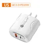 Spina UE/USA PD 20W Caricatore rapido USB C Caricatore rapido Adattatore banca di potere per iPhone Samsung Xiaomi Huawei Telefono cellulare