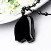 Hanger kettingen dropship natuurlijke zwarte obsidiaan schattige moeder baby olifant gratis kralen ketting voor mannen of vrouwen amulet cadeau sieraden