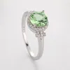 Bröllopsringar Fashion Green Glass Filled Stone Ring Silver Color Cubic for Women Classic Engagement Jewelry Gift
