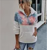 Women's Hoodies Sweatshirts Tie Dye Print Splited Pocket Casual Plush Warm Women Winter Autumn Outderse lipper Sweatshirt Lange mouw Pullo