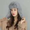 Bérets unisexe hiver chaud oreillette trappeur russe chapeau épaissir doublure neige ski coupe-vent couleur unie bonnets Ushanka Bomber Cap 2023