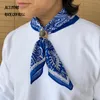 Beretten Echte casual katoen unisex zijden sjaal hoogwaardige print stijlvolle bandana met koehide munt ringberetten
