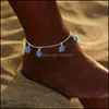 Enklets Fashion Luminous Pentagram Star Ankle Heart Charm Blacelet Sandaal Sexy Beach Leg Chain For Women Summer Sieraden Drop levering otisj