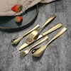 Ужин наборы посуды роскошной золотой нож Spoon Fork Higten Handle Hearnable Steel Steel Westernware Home Home Complete Cutlery Set Kitchen