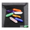 Stone 7 Chakra Set Reiki Natural Crystal Stones Polishing Amethyst Rose Quartz Yoga Energy Bead Healing Decoration 8X32Mm Drop Deliv Dh32S