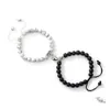 Perles Brins Magnétique Distance Attraction Coeur Bracelets Couple Perlé Bracelet Oeil De Tigre Pierre Perle Amitié Bijoux Cadeau 2Pc Otogr