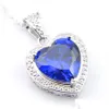 펜던트 목걸이 도매 브랜드 10pcs Luckyshine Blue Topaz Gems 925 Sier Women Jewelry Cubic Zirconia 하트 펜던트 추가 체인 DH46K
