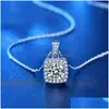 Pendanthalsband Trendiga 925 Sterling Sier Square Moissanite Halsband Kvinnliga smycken 0.5CT D Färg VVS1 Charm Birthday Presentant Dr DHJ9P